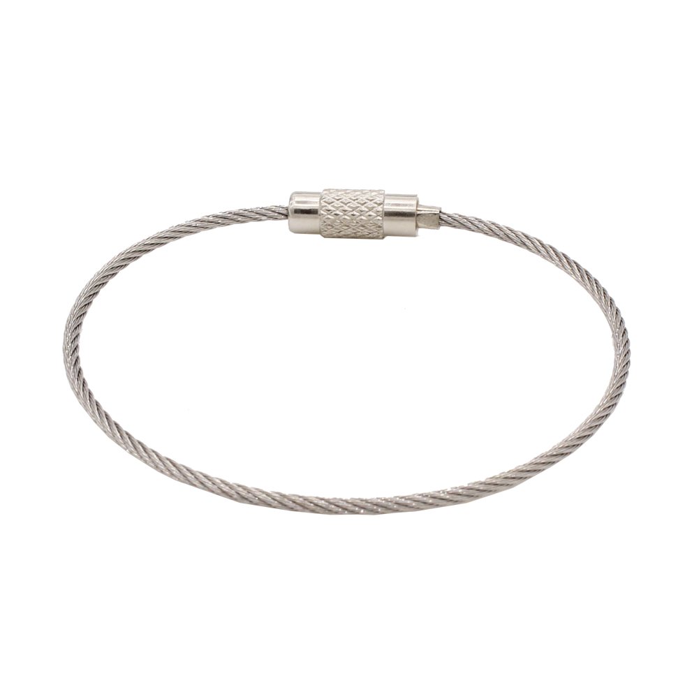 Leen4You Stainless Cable Keyring Wire Keychain Cable Loops with Keyring Twist Barrel Colour Silver(Pack of 10)