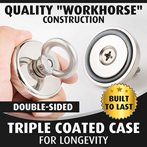 Fishing Magnet (350 lb), Powerful Neodymium Fishing Magnets, Enjoy Magnet Fishing with Durable Salvage Magnet, Earth Magnets, Fishing Magnets with Eyebolt, Super Magnetic