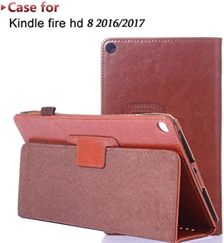Cywulin Protectiaon Case Cover For Amazon Kindle Fire HD 8 2016/2017 , Foldable Flip Leather Stand Smart Durable Simple Case For Tablet (Brown)