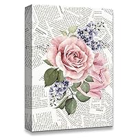 Canvas Wall Art Flower On The Newspaper Canvas Prints Home Artwork Decoration for Living Room,Bedroom - 12x18 inches