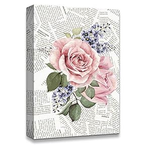 Canvas Wall Art Flower On The Newspaper Canvas Prints Home Artwork Decoration for Living Room,Bedroom - 12x18 inches