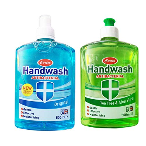 Certex Antibacterial Hand Wash 2 x 500ml Original and Tea Tree & Aloe Vera. Anti Bac Made in the UK for Clean Hands