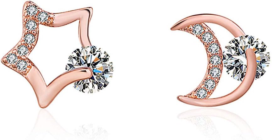 Asymmetric Moon and Stars Earring Romantic Gifts for Women Jewelry Chic Party Stud Ear