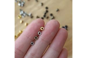PEACHCOR 1.5mm (Inner Diameter) Super Tiny Eyelet, in 4 Colors, for BJD Doll Clothes and Shoes Making, Mini Craft Supply, 20 PCS (Black)