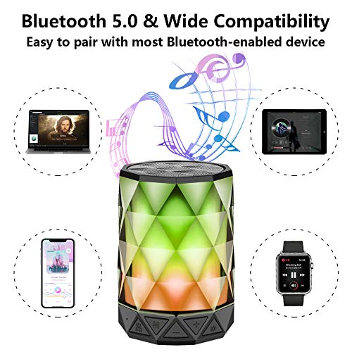 LED Portable Bluetooth Speakers with Lights, LFS Night Light Waterproof,Speakers Color Change