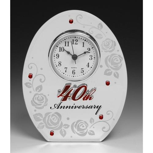 40th Wedding Anniversary Oval Clock Make a Lovely Ruby Wedding Gift