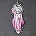 Handmade Indian Real Feathers Dream Catcher Wall Hanging Car Hanging Decoration Ornament Gift (Pink Flowers)