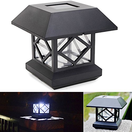 Garden Lawn Solar White LED Pillar Lamp Outdoor Cottage Courtyard Fence Light 1.2V