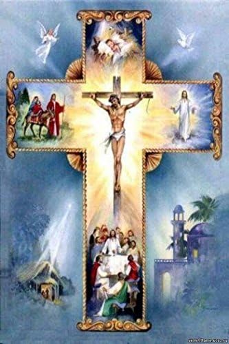 Premium 5D Paint With Diamonds Official Full Kit -"Jesus On The Cross - 20x30cm 100% Full Canvas Square Diamonds PWD Premium DIY Diamond Painting Kit for Adult Cross Stitch Lovers Plus Full Toolkit