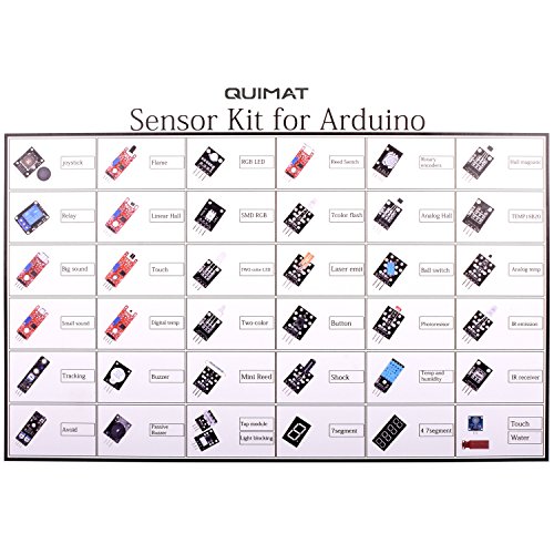 Quimat 37-in-1 Sensor Module Starter Kits with Tutorials for Arduino UNO R3, Mega 2560 NANO and Raspberry Pi 3 RPi 2 Model B B+