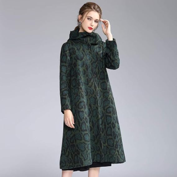 green blue long coat leopard print pattern 