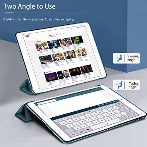 EasyAcc Case Cover Compatible with iPad 9th Generation / 8th and 7th Generation 10.2 Inch 2021 2020 2019 Model - Ultra Thin Transparent Back Case (Peacock Blue)