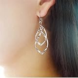 Diamond Pendants Earings,Hemlock Women Jewelry Silver Ear Stud Earrings Eardrop Ear Clip (Silver)