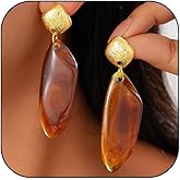 Acrylic Drop Earrings for Women Gold Resin Drop Dangle Round Acrylic Geometric Statement Earrings Beach Party Jewelry