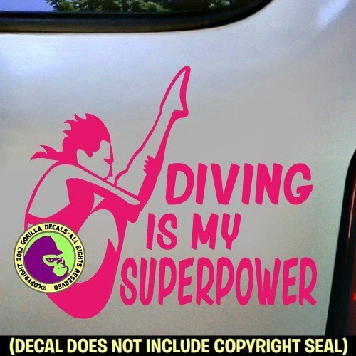 DIVING SUPERPOWER SPRINGBOARD DIVER Female Vinyl Decal Sticker C - Thumbnail 5