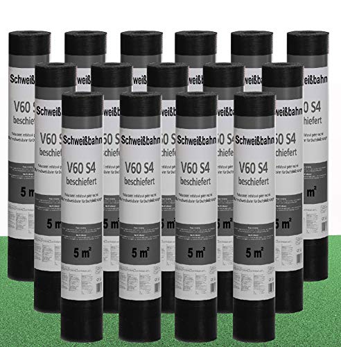 Isolbau Schweißbahn V60 S4 beschiefert - Bitumenbahn mit Glasvlies-Einlage zur Dachabdichtung - Grün, 15 x 5 m² Rolle