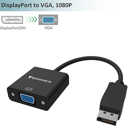 Adaptador de Displayport a VGA,FOINNEX DP a VGA Convertidor de ...