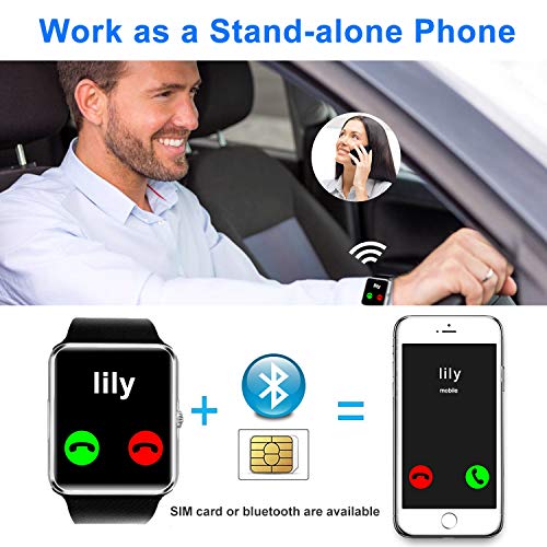 [Free SIM Card 8GB TF Card] Android Smart Watch for Men Women, Touch Screen Smart Watches Phone with Music Player Camera Pedometer Calendar, Back to School Summer Birthday Gifts - Thumbnail 2