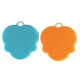 Kichwit Silicone Sponge for Dishes Scratch Free Antibacterial Silicone Scrubber Multi-purpose Cleaning Sponge Stink Free Food Grade BPA Free, 2 Pack (Blue & Orange)