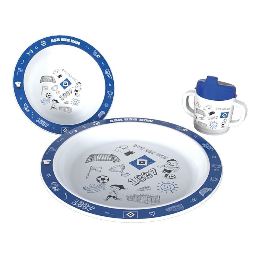 HSV Hamburger SV Crockery Set Melamine Diamond Kids Toddlers