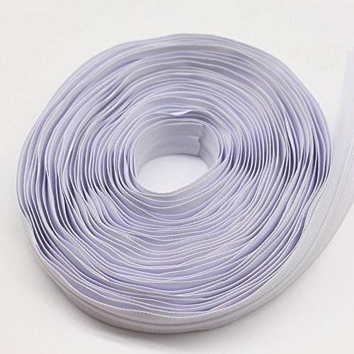 YaHoGa #3 White Nylon Coil Zippers By The Yard Bulk 10 Yards With 25pcs Sliders for DIY Sewing Tailor Crafts Bags