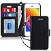 FYY Designed for iPhone SE Case 2016 (1st Generation) / iPhone 5 Case/iPhone 5s Case, Luxury PU Leather Wallet Phone with Card Holder Protective Shockproof Kickstand Case Cover Black
