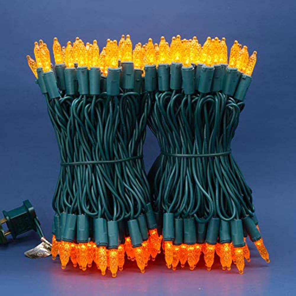 SWEET SHINE Orange Faceted LED Christmas Lights, 66 Ft 200 UL Certified