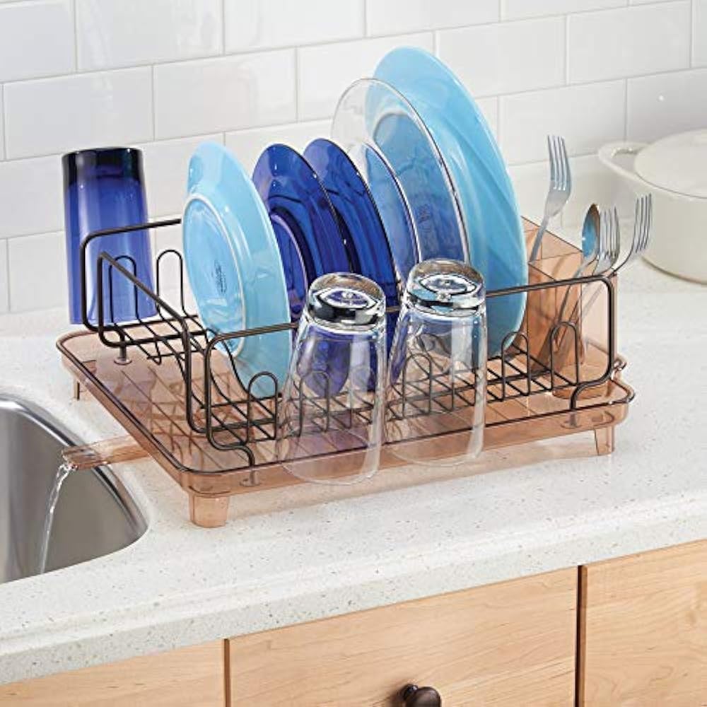 MDesign Large Kitchen Countertop, Sink Dish Drying Rack With Removable