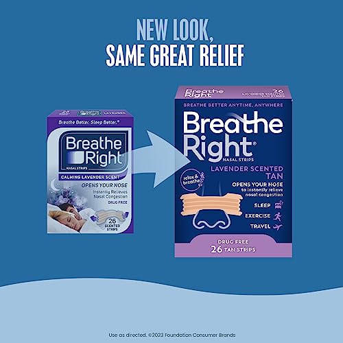 Breathe Right Nasal Strips Lavender Scent Extra Strength Tan Nasal