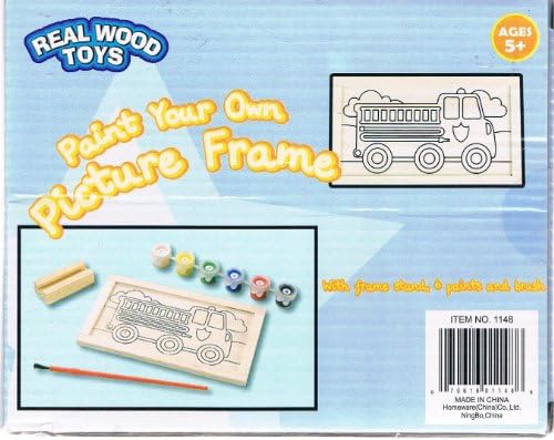 REAL WOOD TOYS PAINT YOU OWN PICTURE FRAME CREATE YOUR OWN PERSONALISED HAND PAINTED WOODEN FIRE TRUCK WITH FRAME FRAME STAND SIX PAINTS AND ENGINE