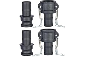 2PC Camlock Fittings Set – 1-1/2" C-Type Female Coupler + E-Type Male Adapter, Polypropylene (PP), Heavy-Duty, Resistant, for