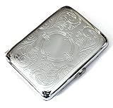 Classic Metallic Silver Color Double Sided King Cigarette Case Etched Design