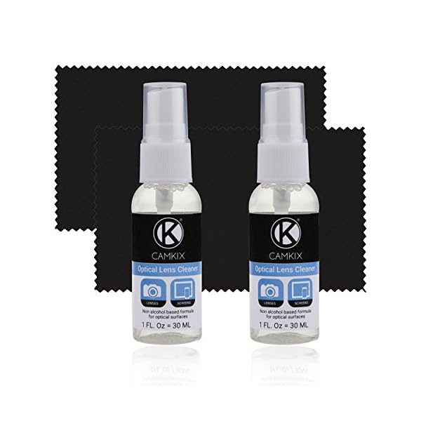 Camkix Objektiv und Bildschirm Reinigungs Kit - Reinigungsspray, Mikrofasertuch – Reinigung des Kameraobjektivs Ihrer DSLR oder Kameras – für Ihr Smartphone, Tablet, Laptop, etc. (2)