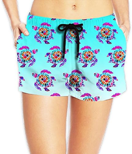 Tie Dye Turtle Womens Beach Shorts Printing Quick Dry Swim Wear