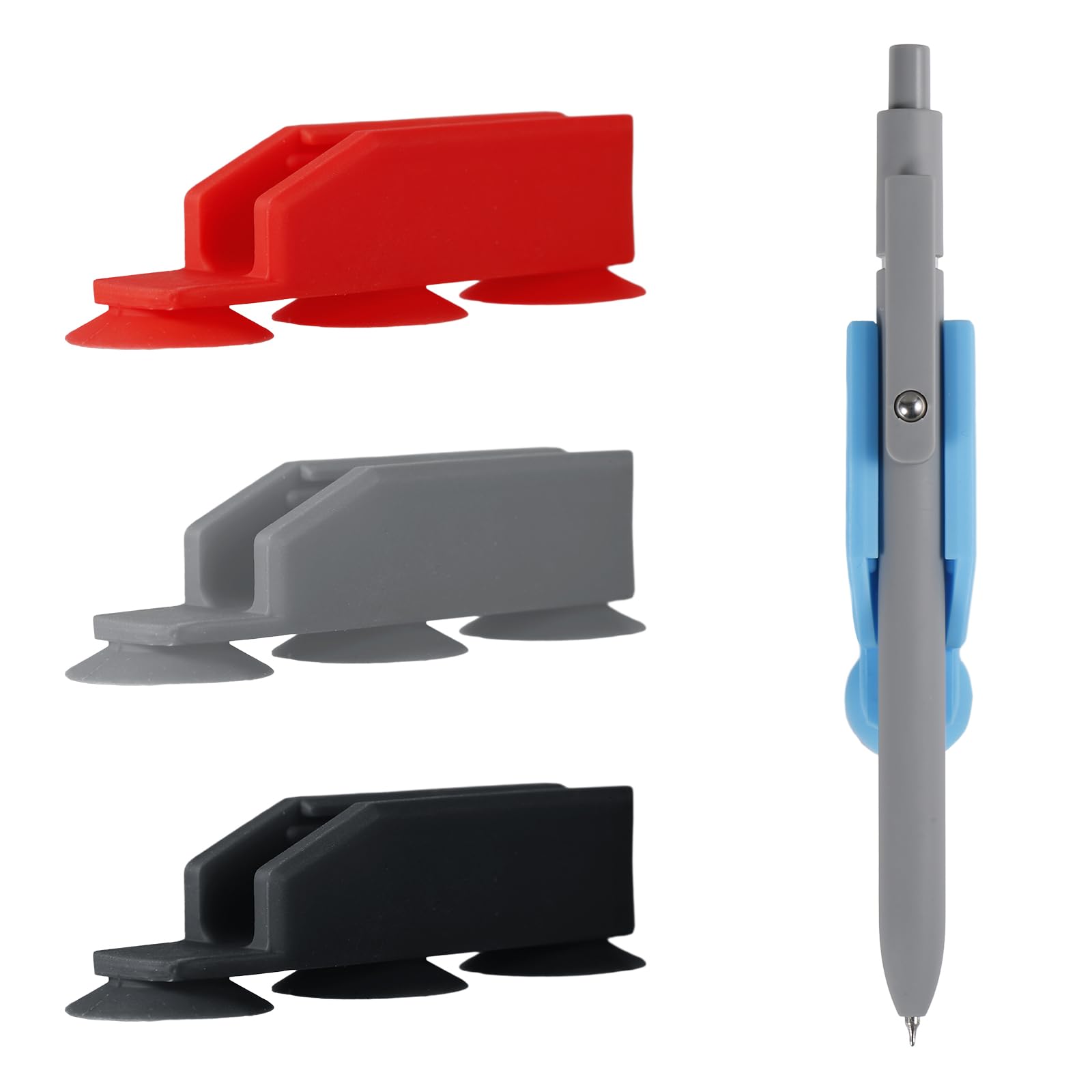 4pcs Silicone Pen Holder, Portable Penpal Holder with Suction Cup Base Pen Clip Marker Holder for Office Home School Student Classroom Teacher Supplies