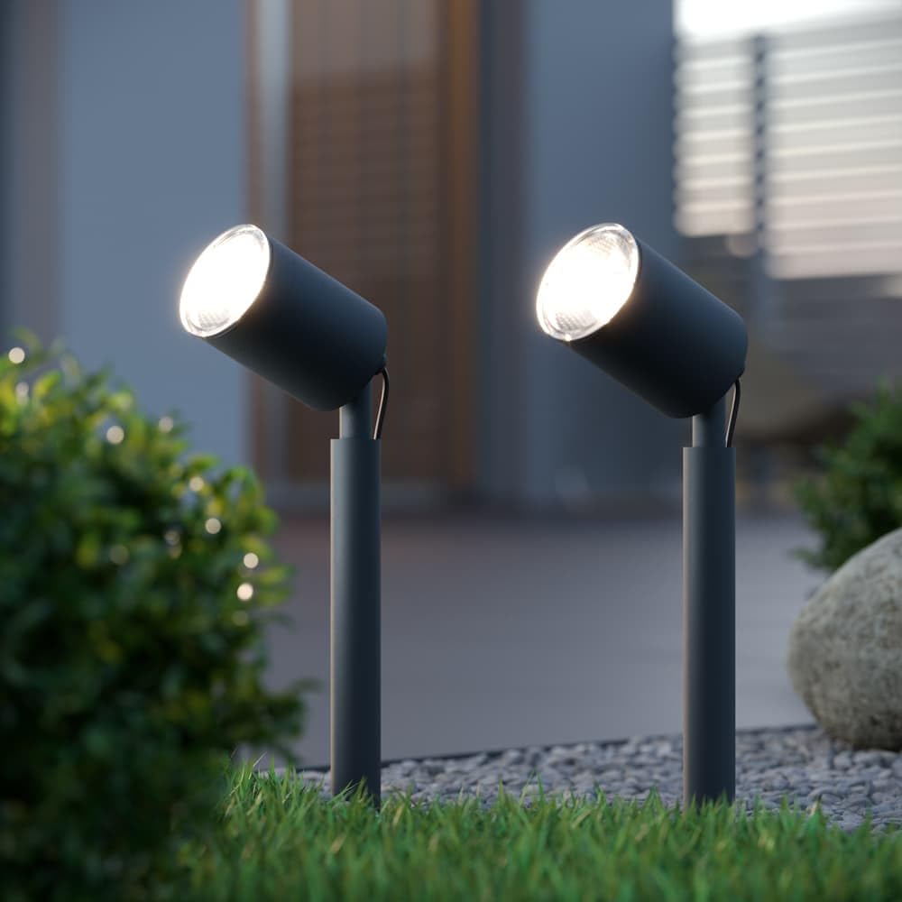 SolarCentre® Apollo Anthracite DualWhite Outdoor Solar Powered Spotlights (Set of 2)