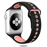 Valband Apple Watch Band 38mm 42mm, Soft Silicone Sport Band Strap Replacement iWatch Bands for Apple Watch Nike Series 3,Series 2,Series 1 (Black／Pink, 38mm)