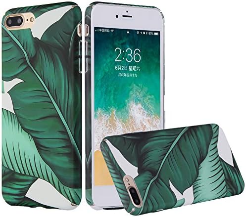Green Leaves Case,iPhone 7 Case, Easeu Summer Banana Leaf Tropical Floral Hawaii Holiday Style Matt Slim-Fit Shock Proof Snap Hard Case for iPhone 7/iPhone 8 (4.7 inch)