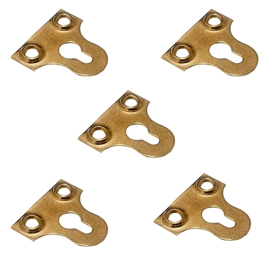 Picture Hanging Plates Mirror Glass Frame Hanging 25mm Slotted Fixing Plates Brass Plated Secure Flat Picture Frame Hanger Bracket 10pc