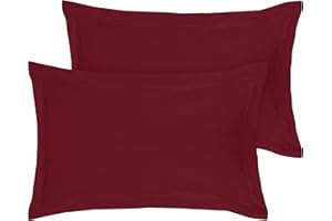 ROYALE LINENS Pillow Shams 2 Pack King Size 20x36 Inch - Brushed 1800 Microfiber - Bed Pillow Shams, Wrinkle Resistant Super Soft and Cozy - Back Overlap Closure - Oxford Pillowcase (King, Burgundy)
