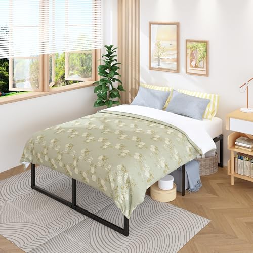 Lutown-Teen 46cm Base Cama Queen Size, No Necesita Somier, Base de Cama Queen Size con Resistentes Listones de Acero para Colchón, Fácil Montaje, Sin Ruido, Negro