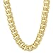 9mm 14k Gold Plated Pressed Cuban Link Curb Chain Necklace, 20