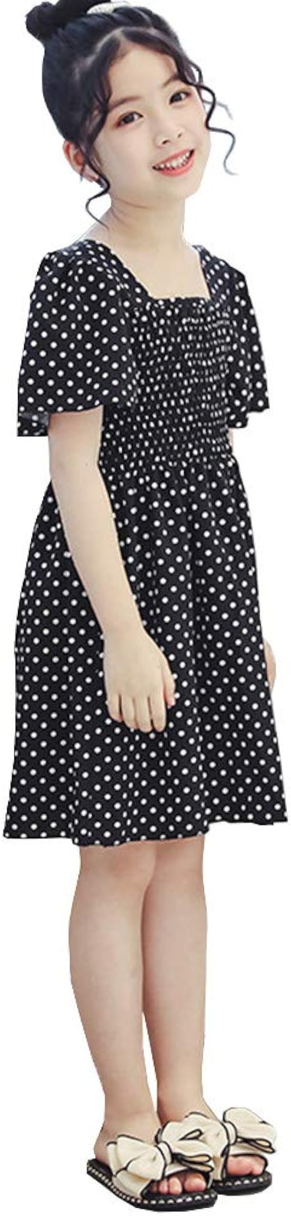 Amazon Jktown 子供 ガールズ ウェーブ ワンピース ひざ丈スカート 白 黒 赤 女の子 大きいサイズ 半袖 シンプル おしゃれ 韓国風 海 旅行 春夏 ワンピース チュニック 通販