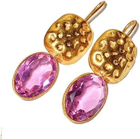 Sitara Collections SC10314 Gold-Plated CZ Earrings, Faceted Pink
