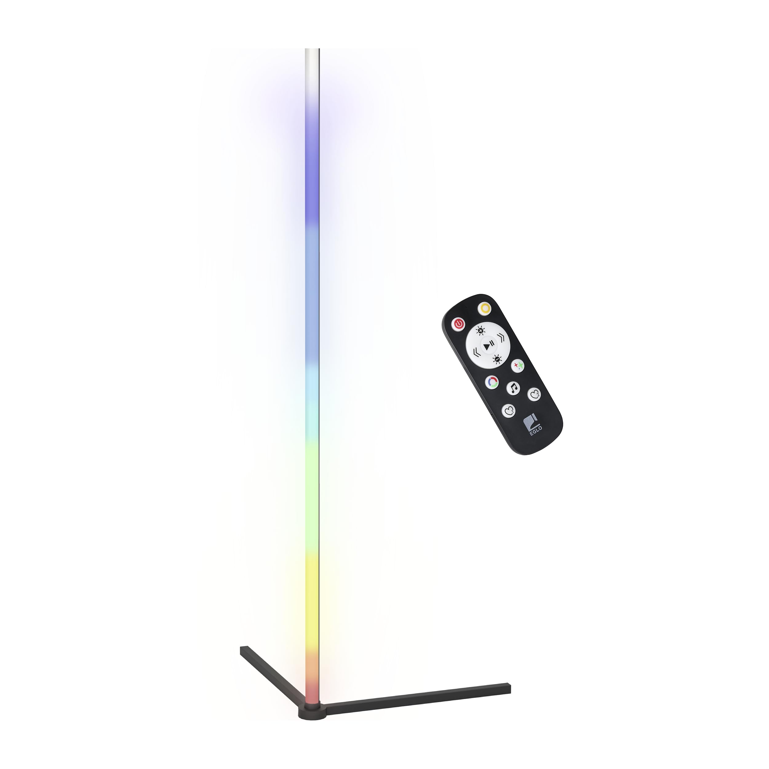 Eglo LED Corner Floor lamp RGBIC, floorlamp with Light Effects, Gaming Room and Party Decoration, Standing lamp for Living Room with Remote Control, Warm White and RGB, Black Metal