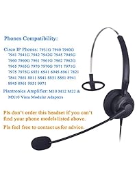 audicom h200csb overol Centro de llamadas Headset Auricular con micrófono para Cisco Unified IP Teléfonos 7931 G 7940 7941 7942 7945 7960 7961 7962 7965 7970 de teléfono y Plantronics M10 MX10 Vista Modular Adaptadores