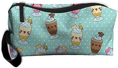 LogicPor Kawaii Milk Shake Portable Zipper Makeup Bag Travel Cosmetic Pouch Toiletries Bag Storage Bag Organize Stationery Pencil Holder Coin Purse Medicine Kit Bag
