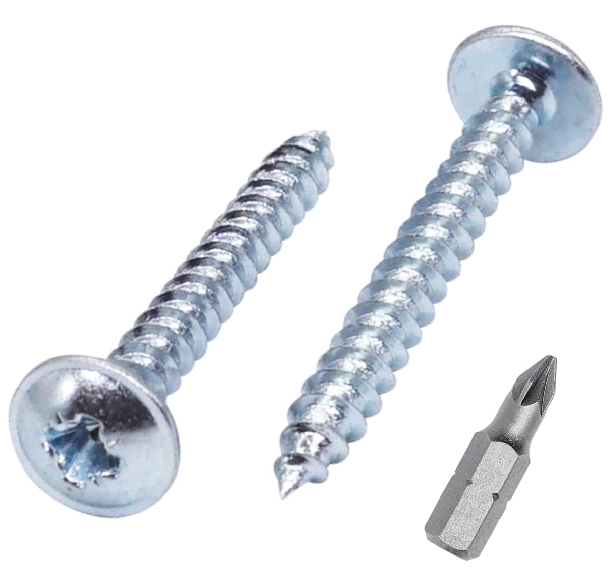 SKIR'CO (100 pcs) Zinc Plated Steel 3.0 x 30 mm Silver Wood Screws, Metal Screws, Wafer Head, Pozidriv, Self Tapping