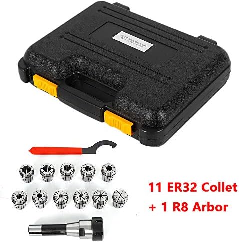 Full Set 11xER32 Spring Collet 1/8"-3/4"+Arbor Collet Chuck Holder Metal Model:R8 ER32