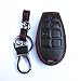 WFMJ New Black Genuine Leather Remote Smart Key Chain Holder Cover Case Fob for Dodge Challenger Charger Magnum Durango Grand Caravan Ram 1500 2500 3500 4500 Jeep Commander Grand Cherokee